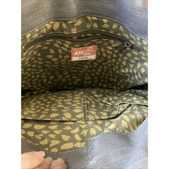 Fossil Key-Per shoulder bag Plum Purple Silver Quilted Purse - Picture 6 of 13